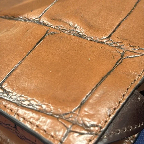 Dooney & Bourke Bag Denison Leather Croco Flap Brown Croc-Embossed Backback - Picture 16 of 17